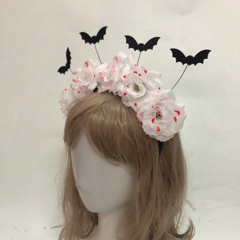 Băng Đô Cài Tóc Hình Dơi Hoa Máu Sáng Tạo Cho Phát Sóng Trực Tiếp Dịp Halloween