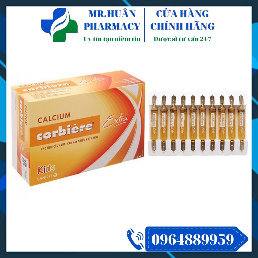 Calcium Corbiere Kids 5ml (Hộp 30 ống) - Dùng cho nhu cầu Canxi cao hay thiếu hụt Canxi