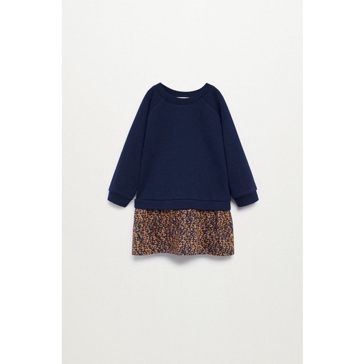 Váy Nỉ Bé Gái Dáng Suông Phối Leopart MG