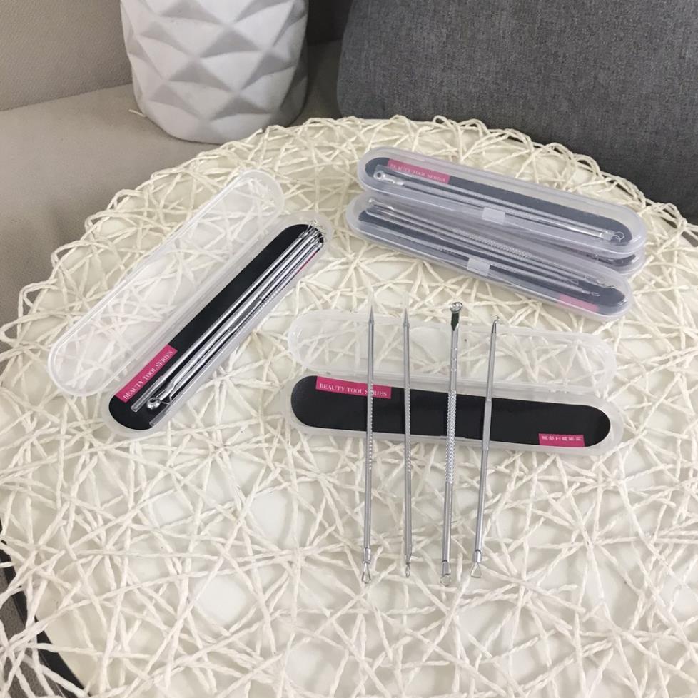 Bộ 4 Que Nặn Mụn hickies lacing system - Lấy sạch mụn đầu Đen, Trứng Cá, Cám Thần Thánh (Full Box)