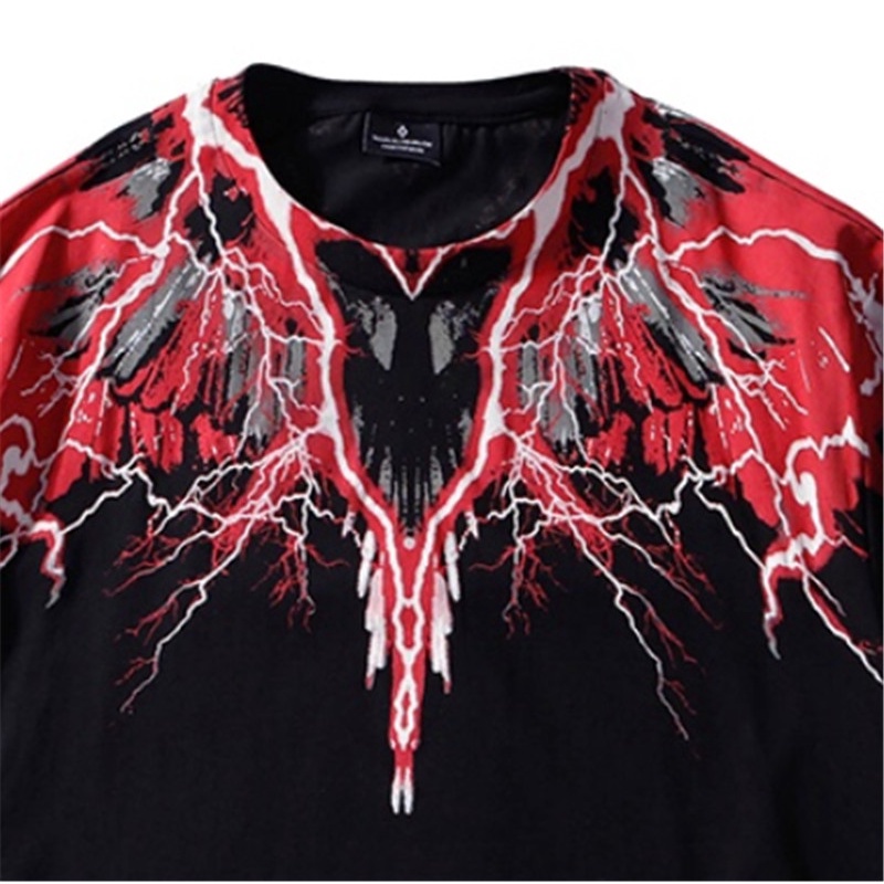 Áo Thun Cotton Tay Ngắn Cổ Tròn In Hình Đôi Cánh Màu Đen Phong Cách Thể Thao Unisex