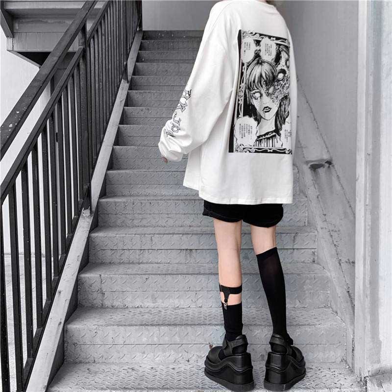 Áo thun dài tay nữ Anime Horror Girl , Áo sweater ulzzang Tiger.86 LS34