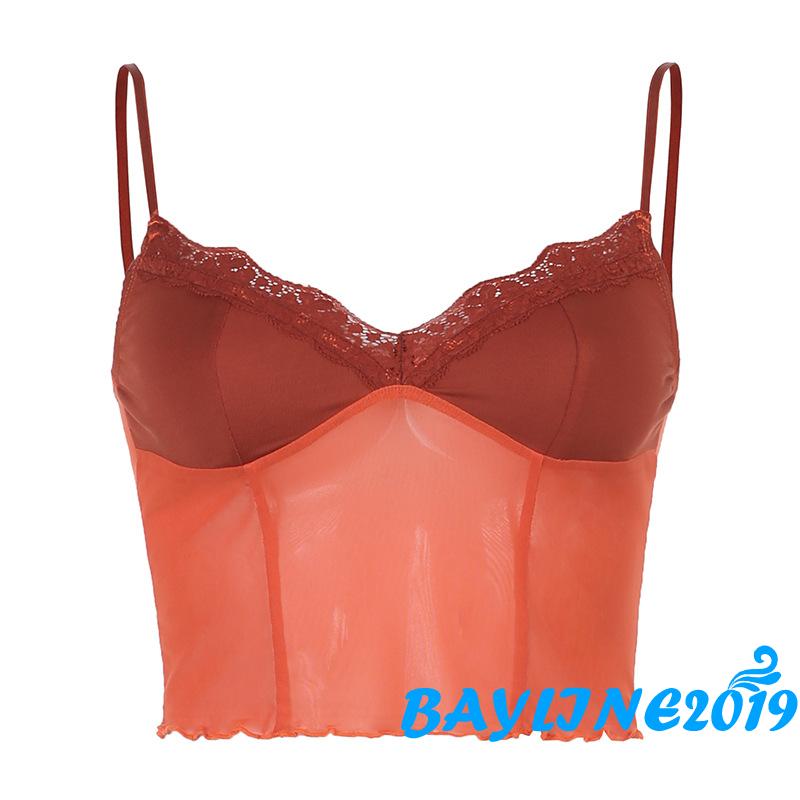 Áo lửng hai dây phối xuyên thấu thời trang gợi cảm cho nữ