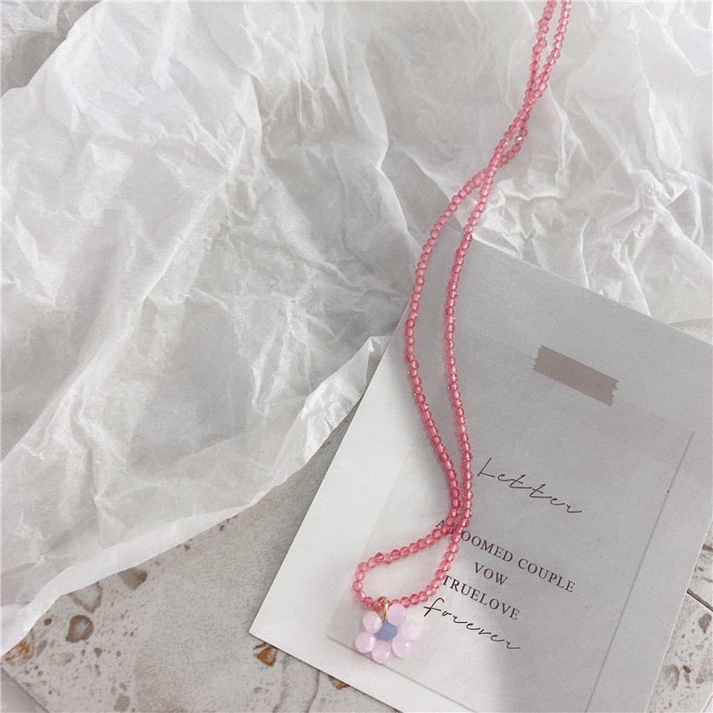 Vòng Cổ Choker Đính Hạt Và Hoa Màu Sắc Ngọt Ngào Cổ Điển Cho Nữ