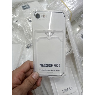 Iphone 7G / 8G / Se 2020 Ốp lưng điện thoại silicon trong suốt dẻo bền chất lượng tốt có túi đựng thẻ tiện lợi