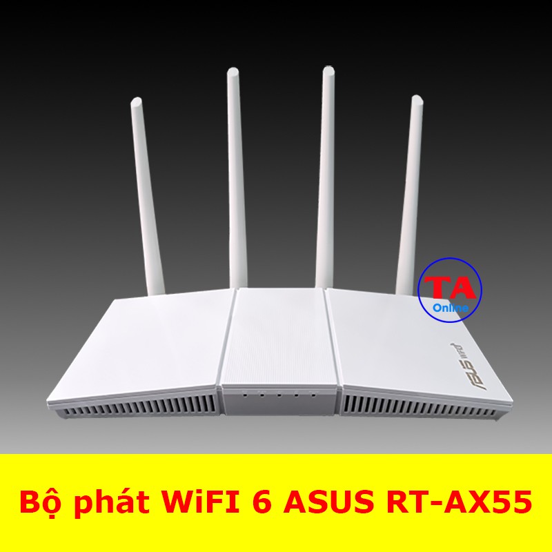 Router Wifi ASUS RTAX55 AX55, Băng tầng kép, Chuẩn AX1800, Chíp xử lý quadcore1,5Ghz