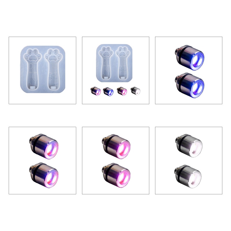 Khuôn Silicone Làm Móc Khóa / Gương Hình Dấu Chân Mèo DIY