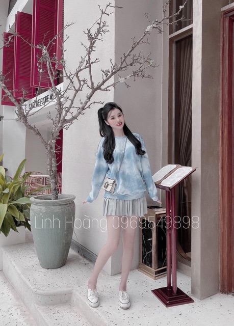 BÁN SỈ ÁO NỈ NỮ LOANG MÂY XANH TRẮNG THÊU GẤU KENZ CHO NỮ | BigBuy360 - bigbuy360.vn