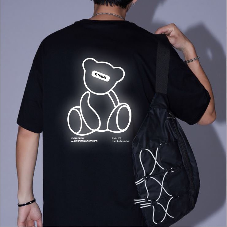 [Freeship] Áo Thun, Áo unisex Tay Lỡ Phom Rộng Unisex, In Decal Phản Quang Gấu YI | BigBuy360 - bigbuy360.vn