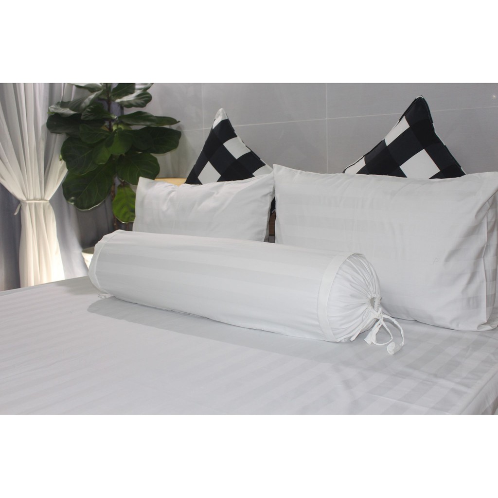 Bộ Drap Gối KHA LY -  Sọc Trắng 3P cao cấp 4 sao KHÁCH SẠN, RESORT, HOMESTAY- vài dầy dặn sang trọng, đẳng cấp