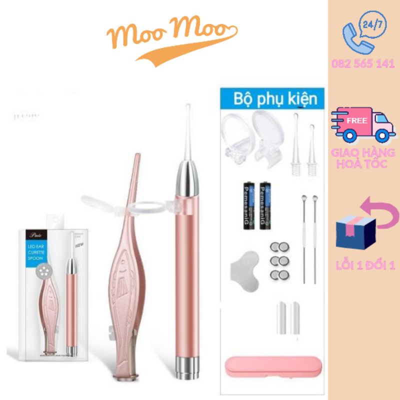 Bộ lấy ráy tai có đèn đầu lấy mềm, bộ lấy ráy tai cho bé có đèn