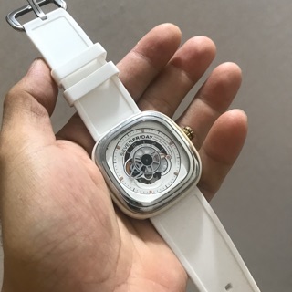 Dây đồng hồ chống bụi (Style SevenFriday) 28mm White + tặng kèm phụ kiện khuy khoá
