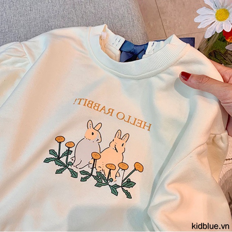 Áo sweater mỏng tay dài in hoạt hình cho bé gái Hàn Quốc