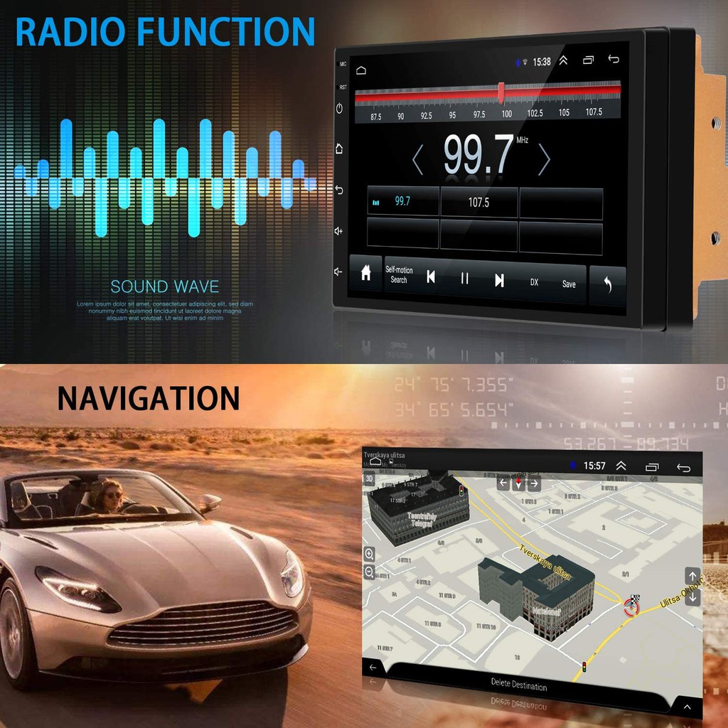Màn Hình Cảm Ứng LCD 7 inch Hỗ Trợ Nghe Nhạc MP5 Bluetooth Wifi GPS Android 9.1 Bản Mới Nhất