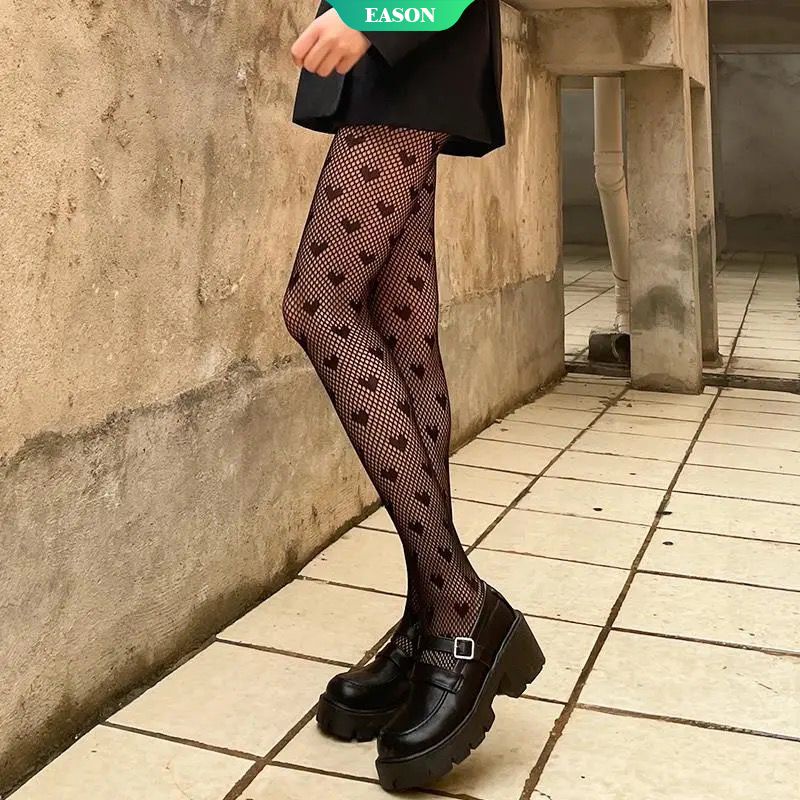 Quần Tất Ren Hoa Rỗng Màu Đen Phong Cách Lolita Nhật Bản Cho Nữ