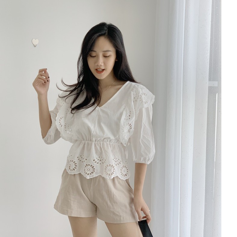 áo cổ V ren bèo SA372 1994closet