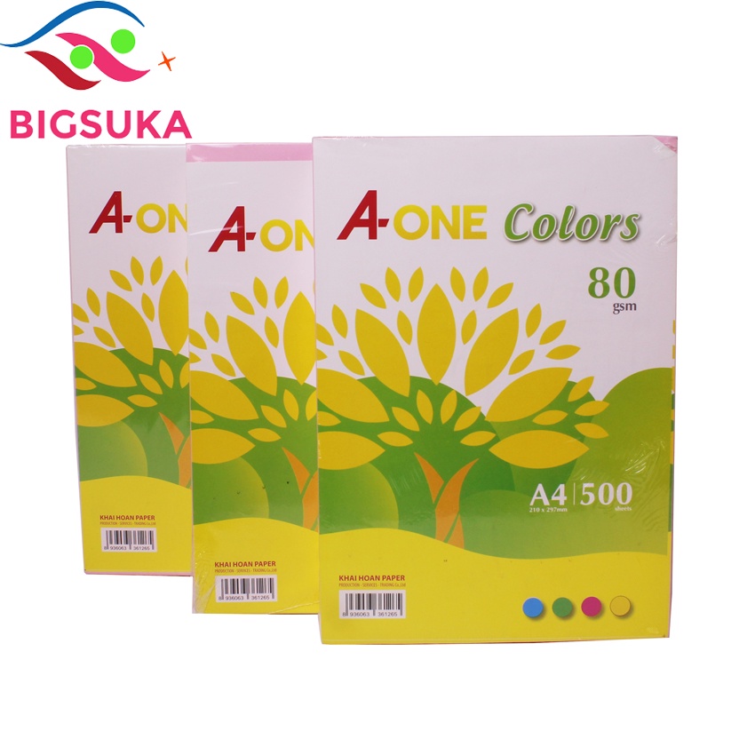 Giấy A4 màu dày 80gsm Paper One 500 tờ BIGSUKA