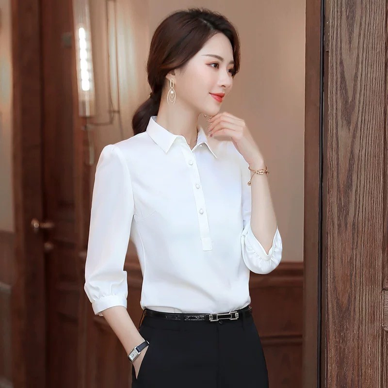 Áo Nữ Công Sở ❣️𝑭𝒓𝒆𝒆𝒔𝒉𝒊𝒑❣️ Áo Sơ Mi Cổ Đức 3 Khuy Ngực SM156 - Hàng VNXK - Candy Fashion | BigBuy360 - bigbuy360.vn