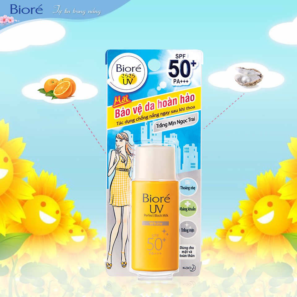 kem chống nắng Biore UV Perfect Protect Milk Bright SPF 50 PA+++ 25ML