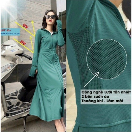 Áo CHỐNG NẮNG NỮ 2 LỚP, áo chống nắng toàn thân, dáng dài cao cấp AND43