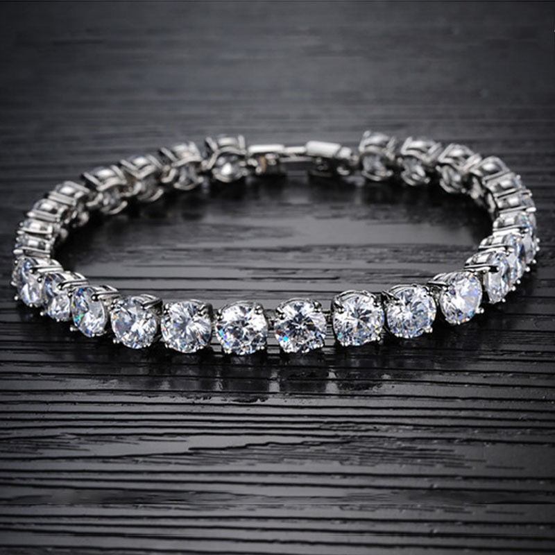 s925 bạc thời trang phù hợp tất cả các kiểu dáng đơn giản Vòng tay kim cương zircon tự nhiên đầy đủ Nhật Bản và H