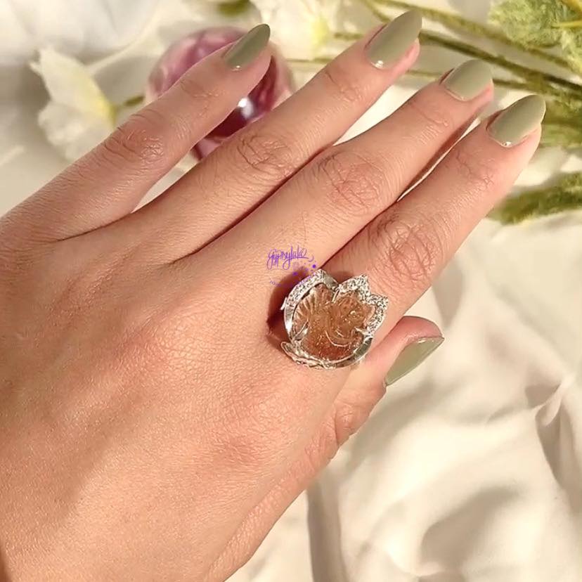 Nhẫn Bạc 925 Hồ Ly Đá Thạch Anh Tóc Nâu Đỏ Thiên Nhiên Phong Thủy May Mắn Tài Lộc SP003828 Gypsy.lala
