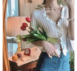 Áo len cộc tay viền bèo 💜[ HÌNH THẬT ]
