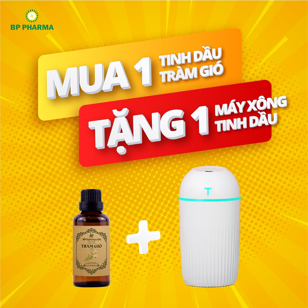 Tinh Dầu Tràm Gió BP ESSENTIAL OIL Hương Thơm Tự Nhiên, Khử khuẩn Không Khí, Xông Hơi Giải Cảm, Làm Ấm Cơ Thể -Chai 50ml