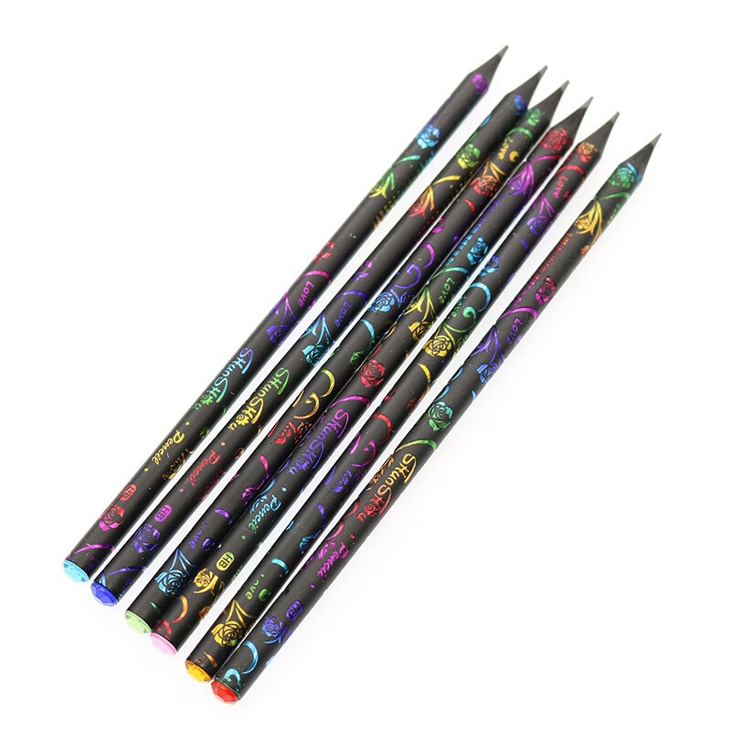Set 6 Bút Chì Màu Đen Thân Gỗ Độc Đáo