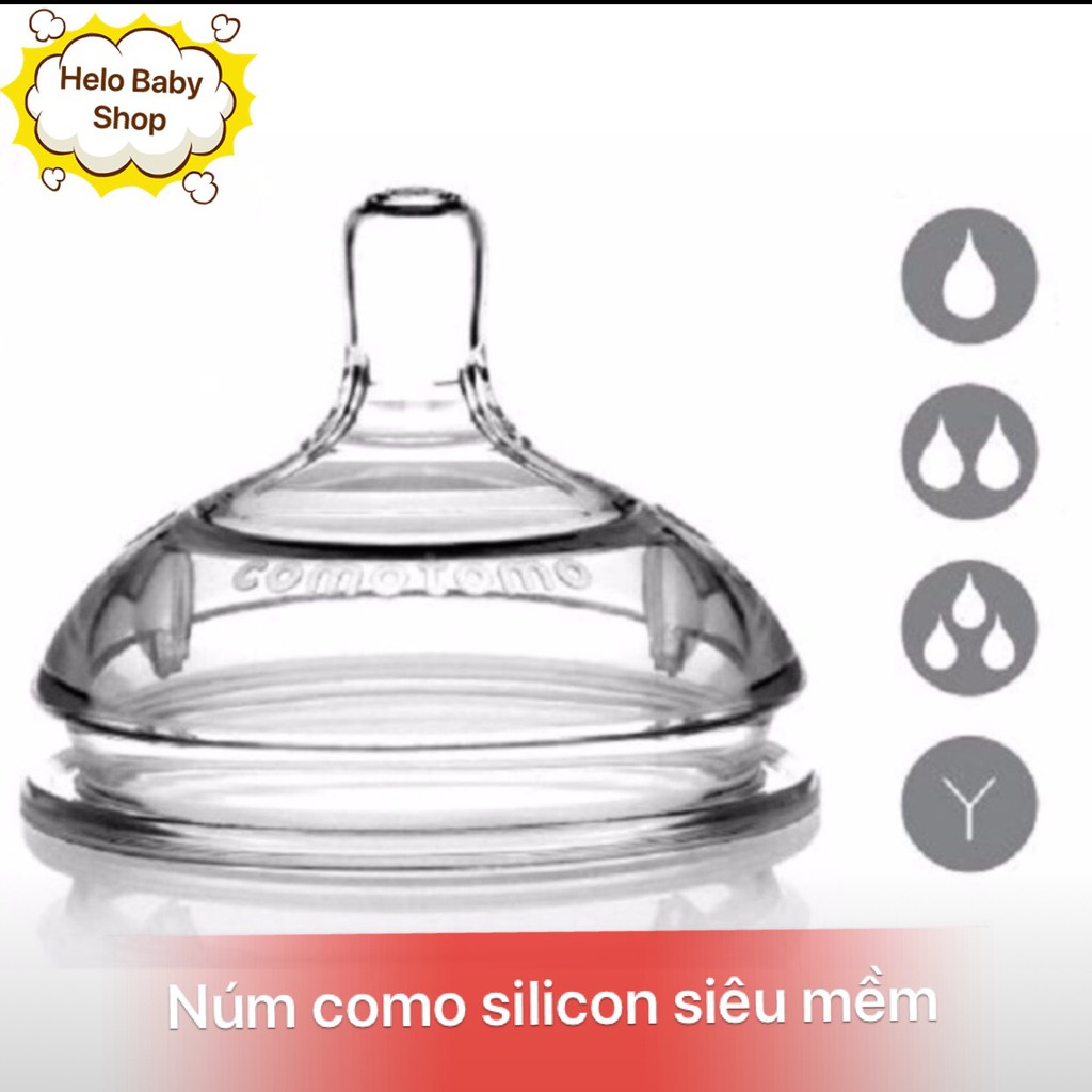 Núm ty bình como silicone siêu mềm chống sặc (1 tia, 2 tia, 3 tia, Y-cut)