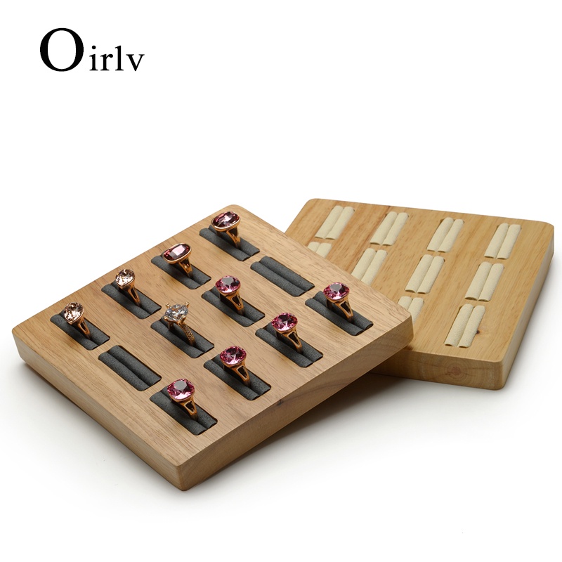 Oirlv Khay trưng bày nhẫn bằng gỗ kim cương vàng Khay lưu trữ đồ trang sức Người tổ chức cửa hàng Trưng bày bàn trang điểm Giá đỡ nhẫn TC-SM026