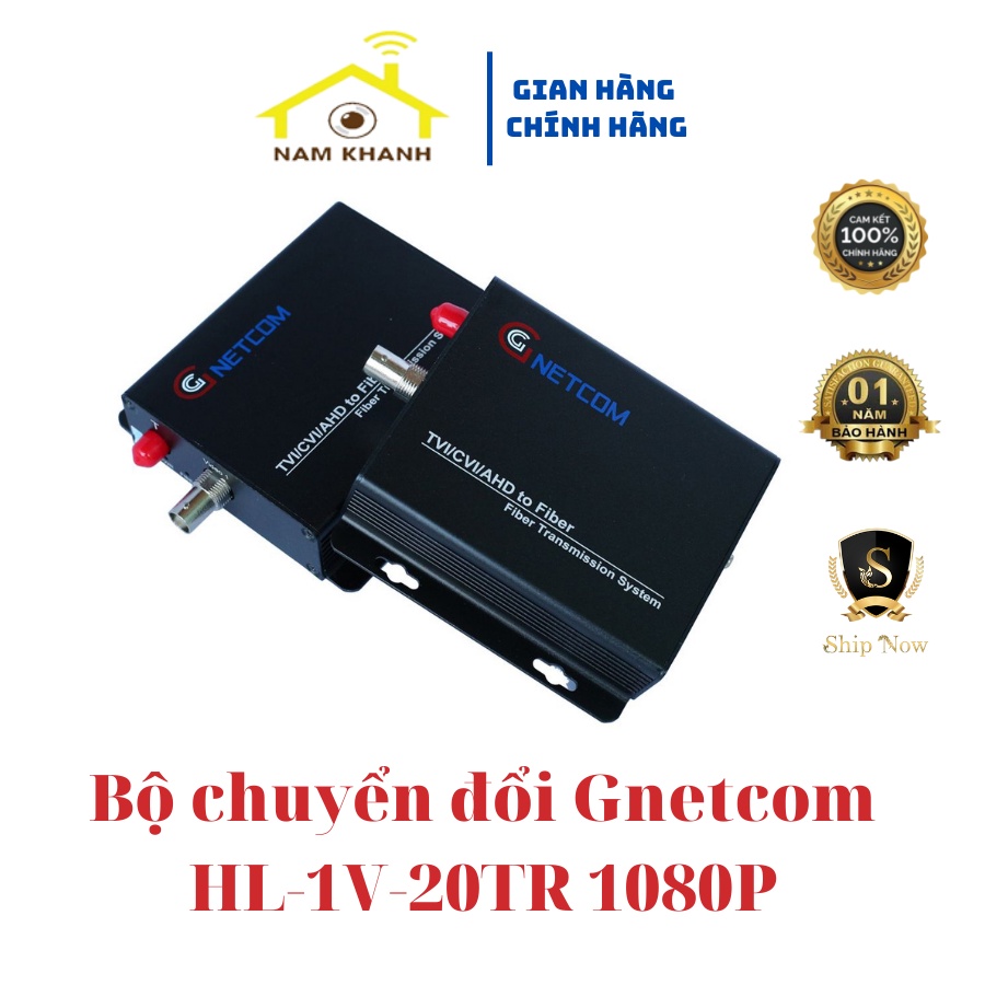 Bộ chuyển đổi quang video 1 kênh GNETCOM HL-1V-20T R-1080P AHD CVI TVI thumbnail