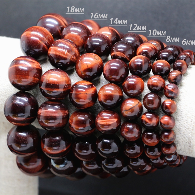 Vòng Tay Chuỗi Hạt Đá Mắt Hổ Tự Nhiên Màu Đỏ Nâu