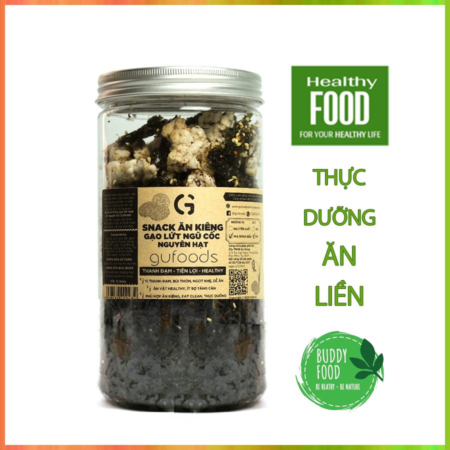 Snack Gạo Lứt Ngũ Cốc Rong Biển Thực Dưỡng Ăn Liền Hộp 80Gram