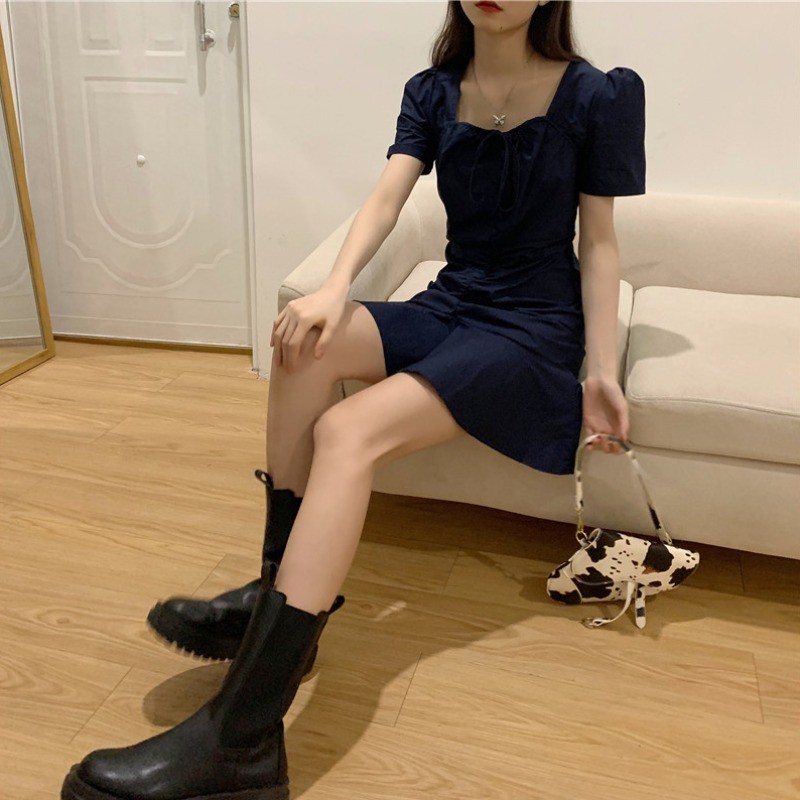 Váy xinh ôm cổ rộng chất thô ulzang | BigBuy360 - bigbuy360.vn