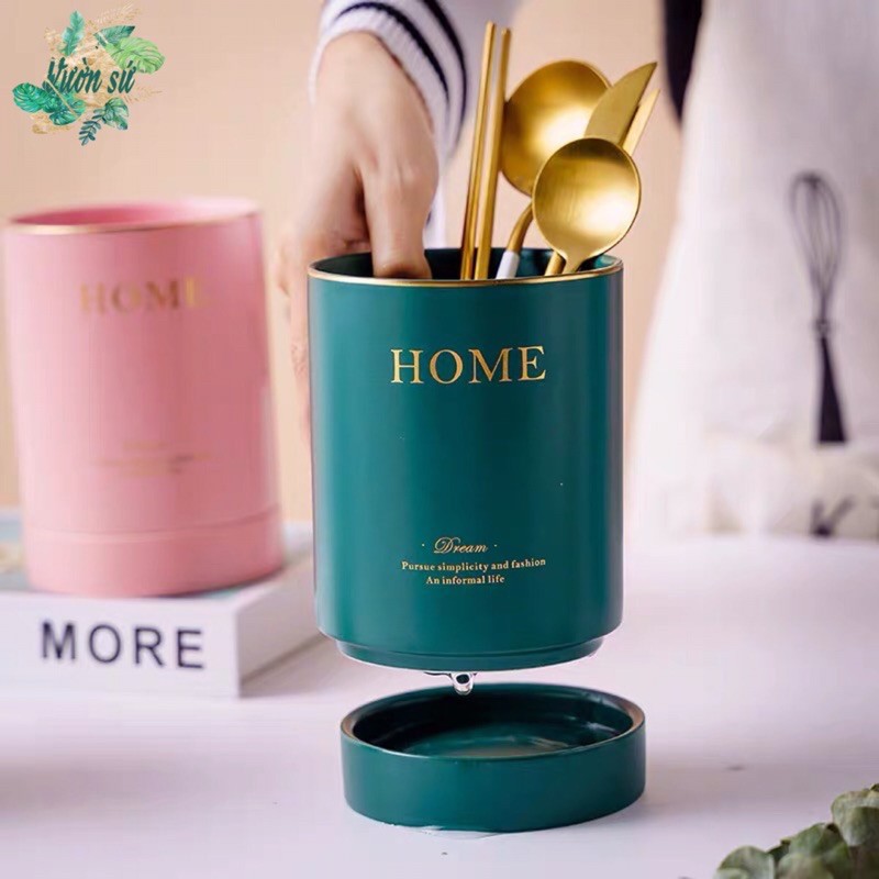 Ống đựng đũa sứ đựng thìa, muỗng kèm khung cao cấp - VS123
