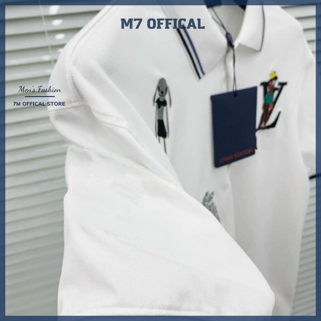 Áo thun nam POLO thêu hình cá tính M7  vải cá sấu cotton cao cấp ngắn tay sang trọng