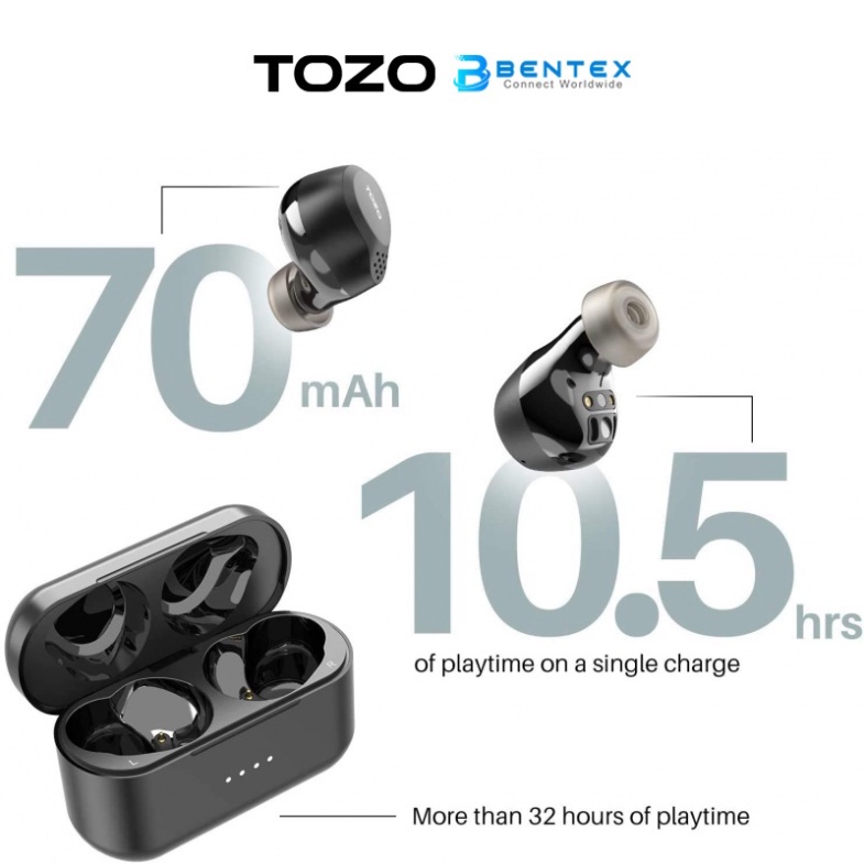 Tai Nghe Bluetooth TOZO NC7 Hybrid Chống Ồn Cao Cấp ANC TWS 5.0 Chống Nước IPX6, Tai Nghe Không Dây Siêu Êm Chính Hãng