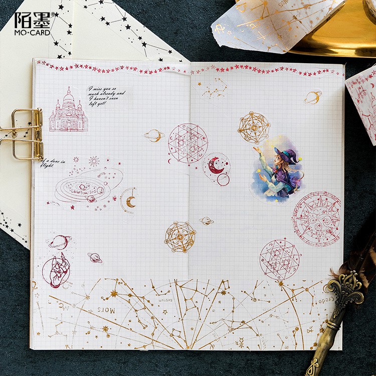 Set 2 cuộn băng dính washi tape nhũ trang trí planner WST130
