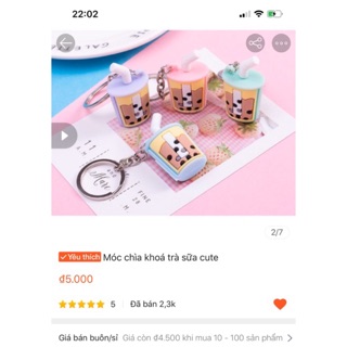 Móc chìa khóa hình cốc trà sữa cute