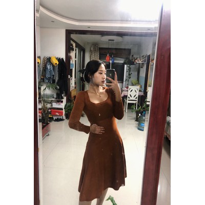 Váy ulzzang len dệt kim korea oversize 2 màu