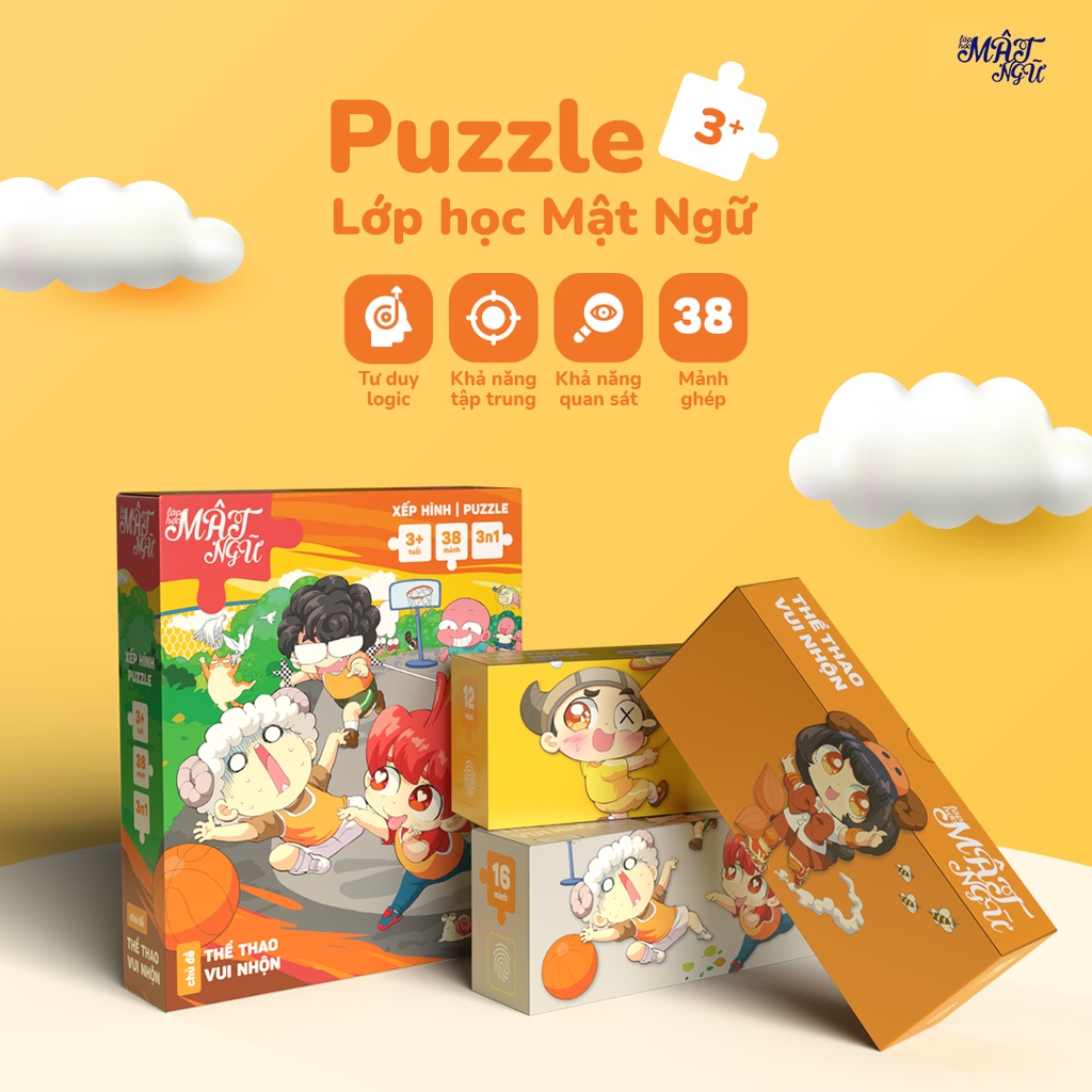 Xếp hình/Puzzle Lớp học Mật Ngữ - Chủ đề: Thể thao vui nhộn - Boardgame VN