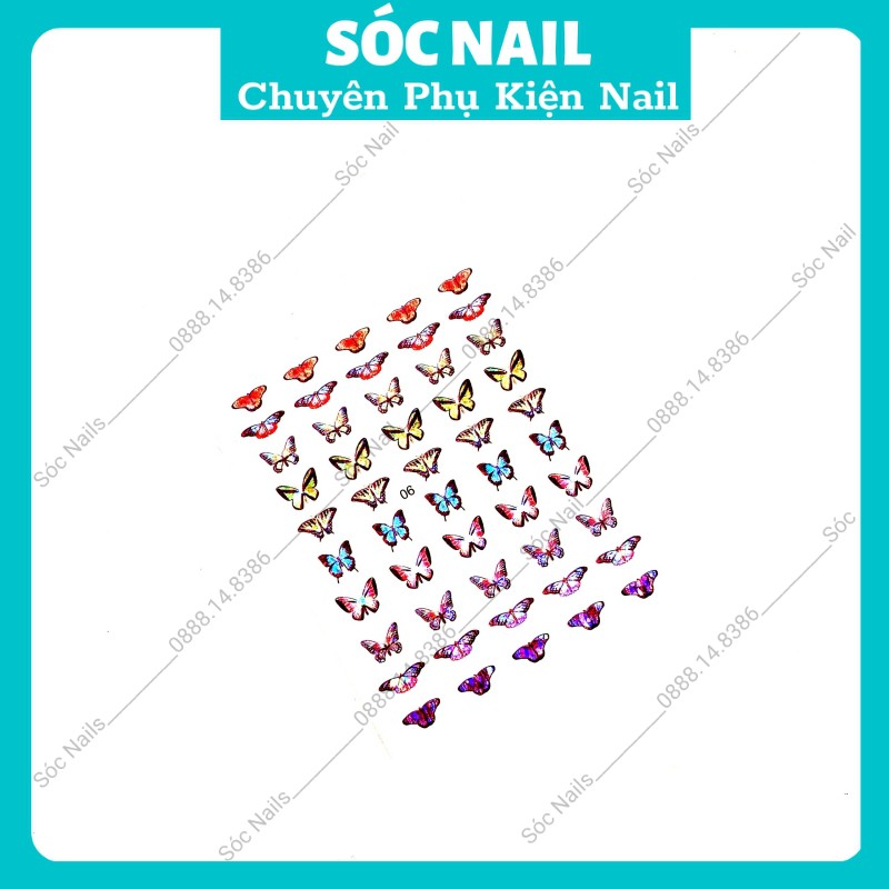 Sticker Dán Móng Làm Nail Hình Bướm Hiệu Ứng 3D