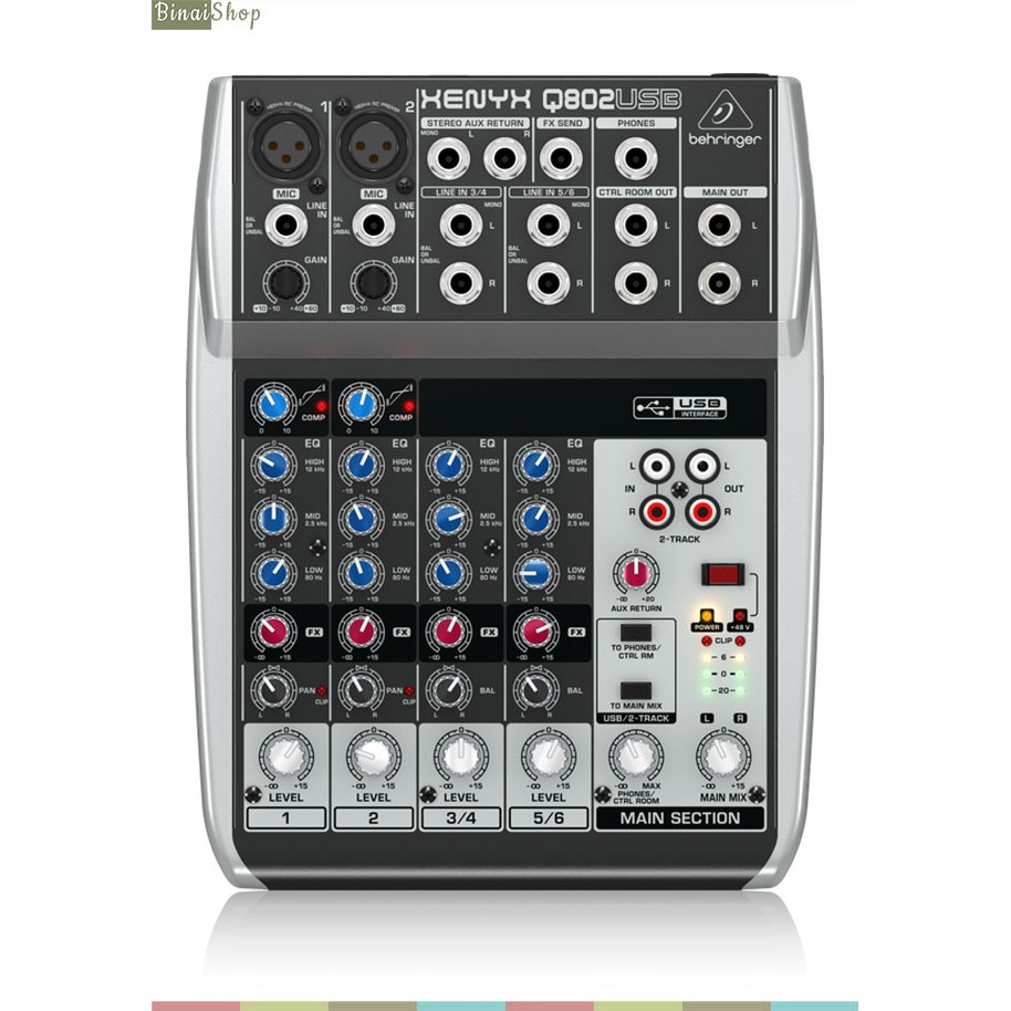 Mixer thu âm 8 cổng vào Behringer XENYX Q802USB