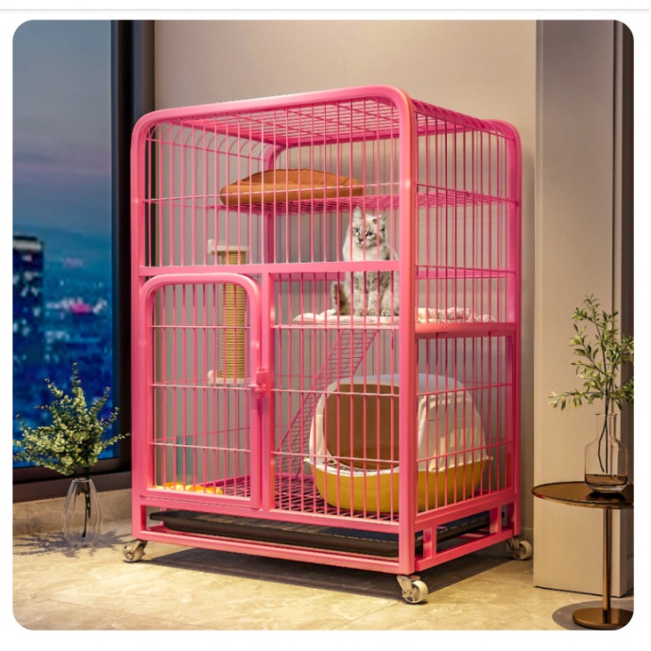 Chuồng mèo 2 tầng kích thước 110*78*55cm nan ống sơn tĩnh điện cao cấp