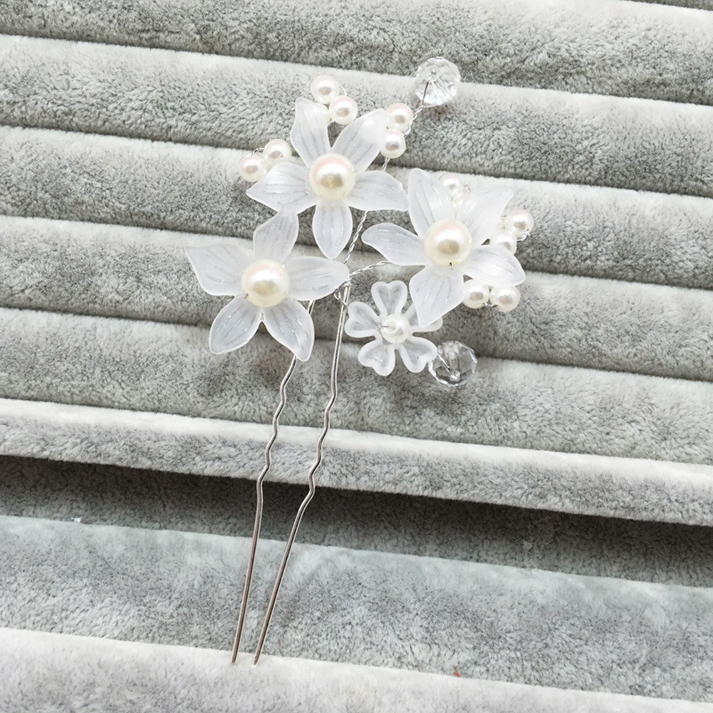 Trâm Cài Tóc Chữ U Hình Hoa Đính Ngọc Trai Nhân Tạo Thanh Lịch