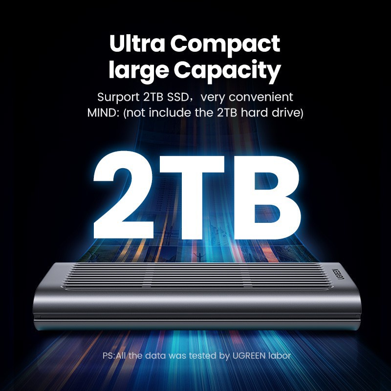 Hộp đựng ổ cứng M.2 UGREEN CM343 Tốc độ truyền 40Gpbs Thunderbolt 3 hỗ trợ ổ cứng 2 TB - Hàng chính hãng