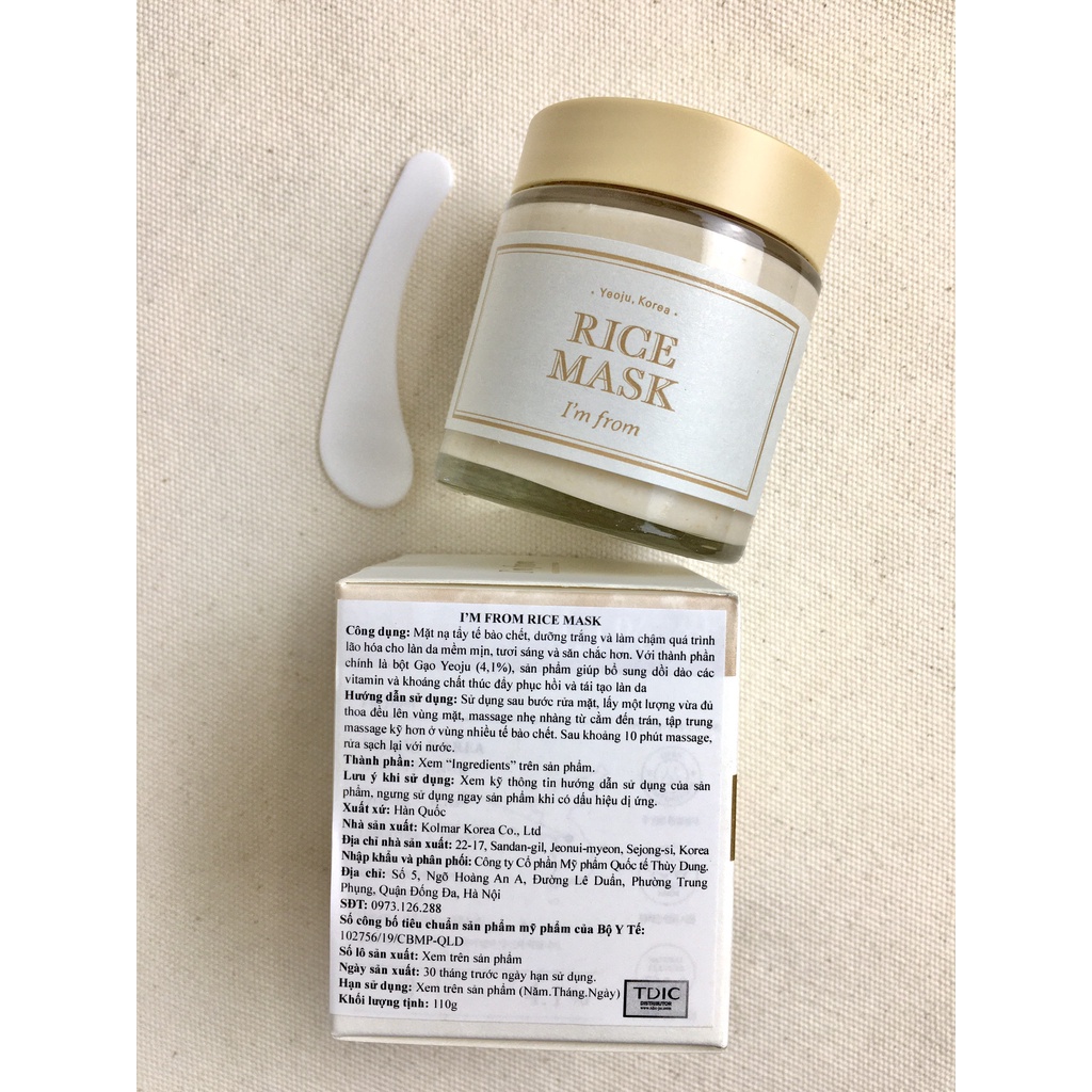 Mặt Nạ I'm From Dưỡng Sáng Da Chiết Xuất Gạo I'm From Rice Mask 110g