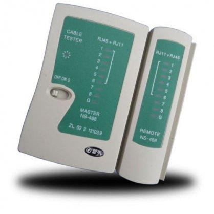 Hộp test cáp mạng RJ45, RJ11 + Kèm pin 9V + Bao da