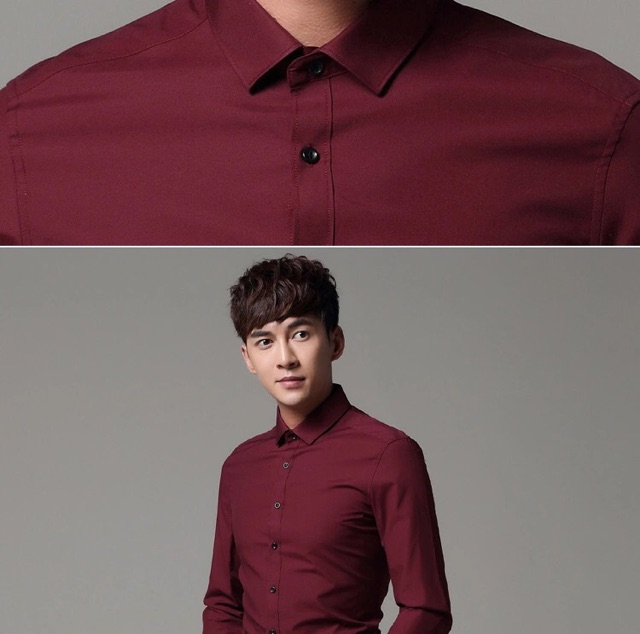 Áo sơmi đỏ nam. dài tay đỏ đô.không nhăn, dáng ôm body Hàn Quốc | BigBuy360 - bigbuy360.vn